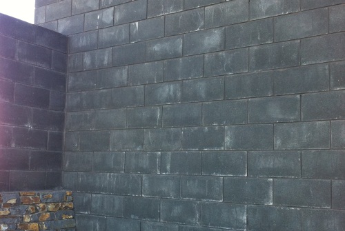 Unsightly staining on masonry block walls